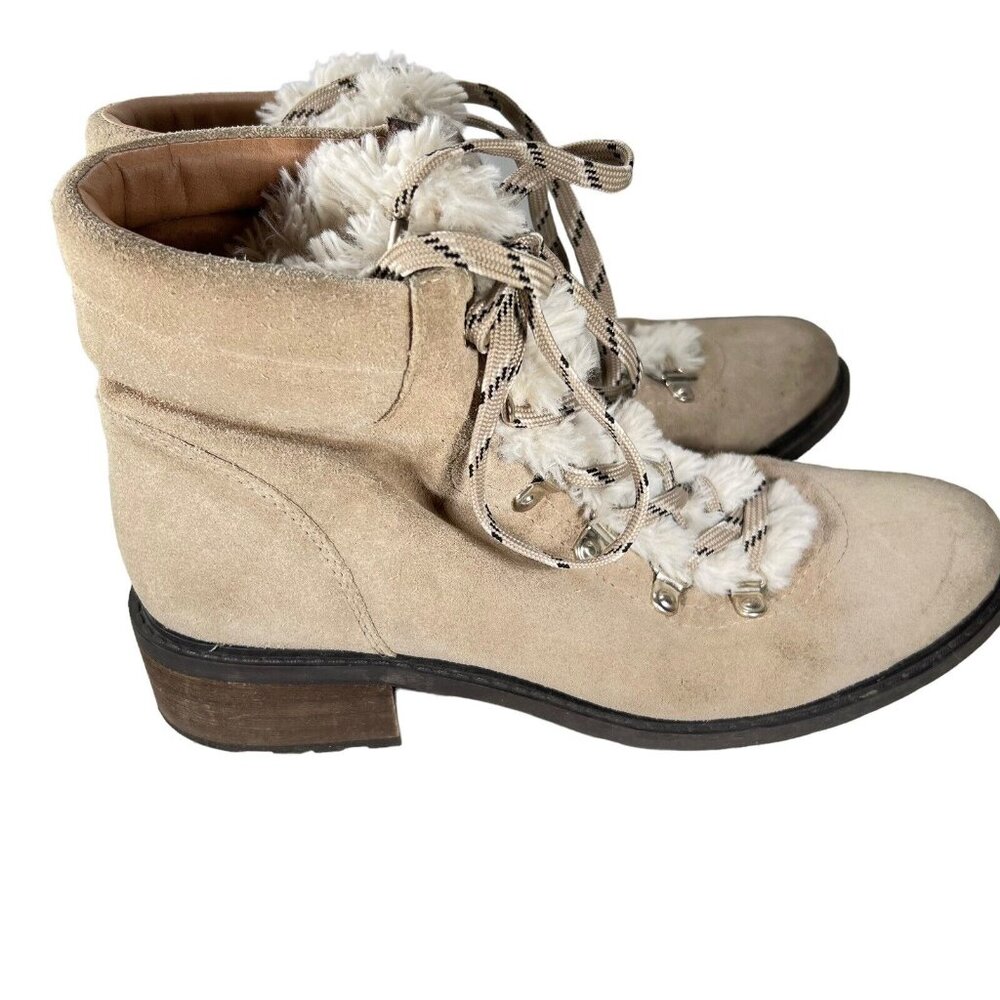 Sam Edelman Ankle Boots Darrah 2 Sherpa Combat Hiker Sz 10 Tan Suede Lace Up - Picture 4 of 13